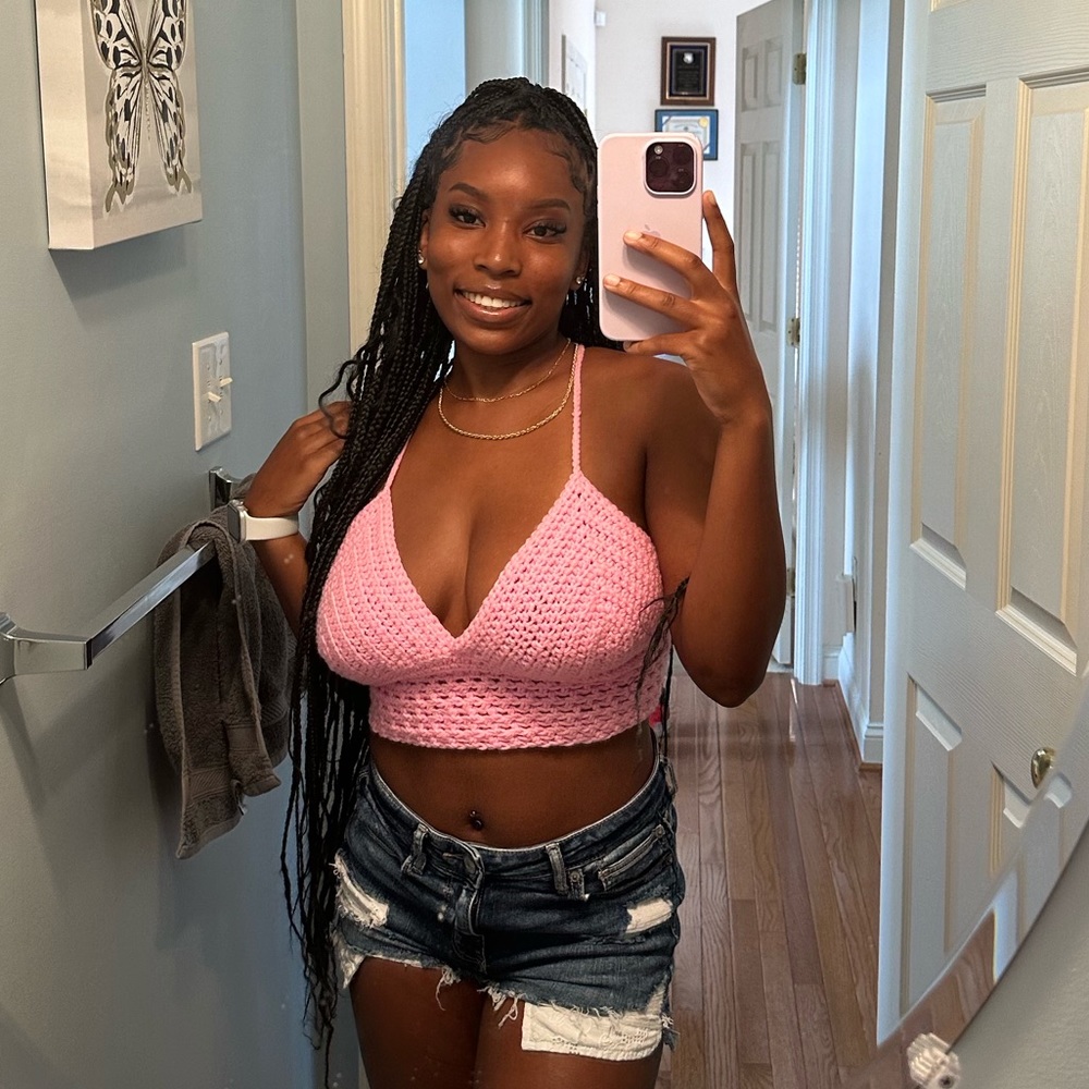 🌸 Pretty In Peace 🌸 Handmade Crochet Bralette Top (Baby Pink)